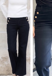 Folyrose flarejeans svart med knappar