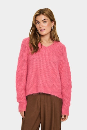 Manda stickad tröja rosa
