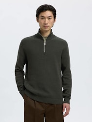 Dane stickad half zip mörkgrön