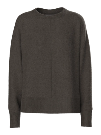 Malou o-neck stickad mörkbrun