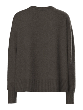 Malou o-neck stickad mörkbrun