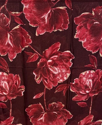 Scarf blommig vinröd