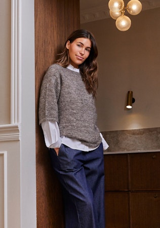 Anna kortärmad taupe melange