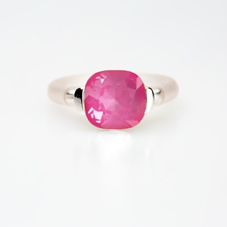 Square Pure Crystal Silver Ring