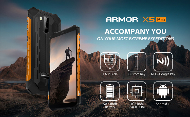 ULEFONE ARMOR X5 PRO Svart - Stöttålig Smartphone
