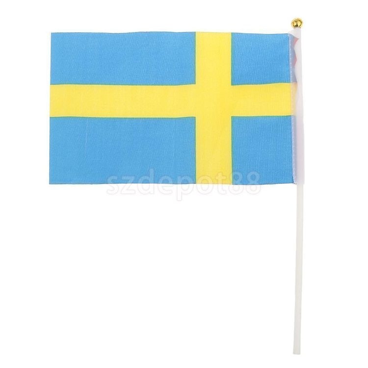 Svenska Flaggan 2 st - Storlek: ca 14 x 21 cm - Flaggstång: 30 cm -  Polyester - Handel24.ses butik