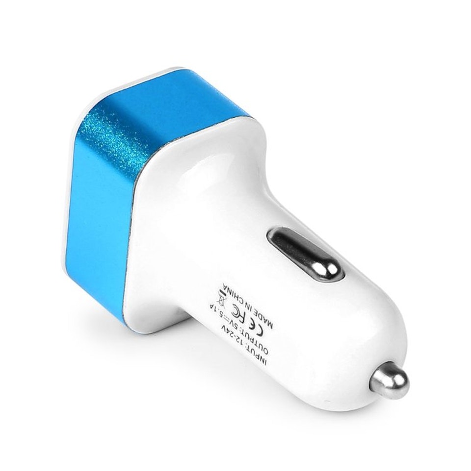 Blå Billaddare med 3 USB-Port 1A/2A/2.1A till iPhone iPad Samsung,Universal