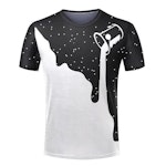 Mjölk T -Shirt med tryck över hela,Streetwear(XL) Rundhalsad Kortärmad