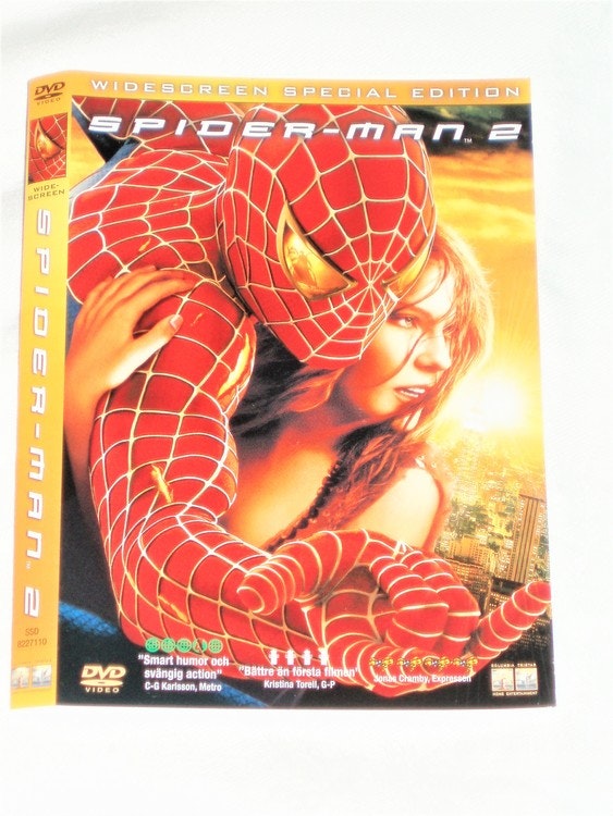 DVD Spiderman 2 skiva och omslag svensk text,normalt begagnat skick.