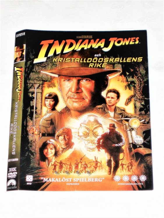 DVD Indiana Jones skiva och omslag svensk text.