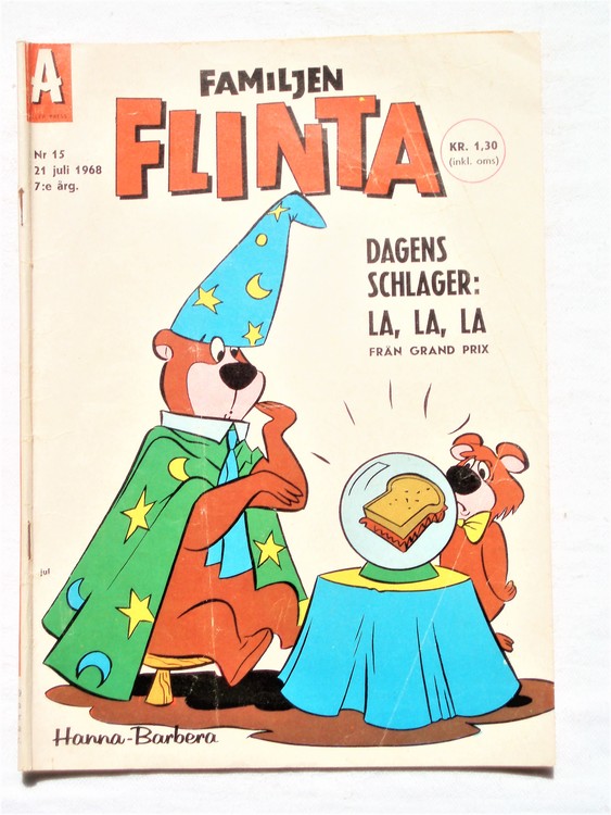 Familjen Flinta nr 15 1968 färg sämre skick,lite mer sliten än normalt