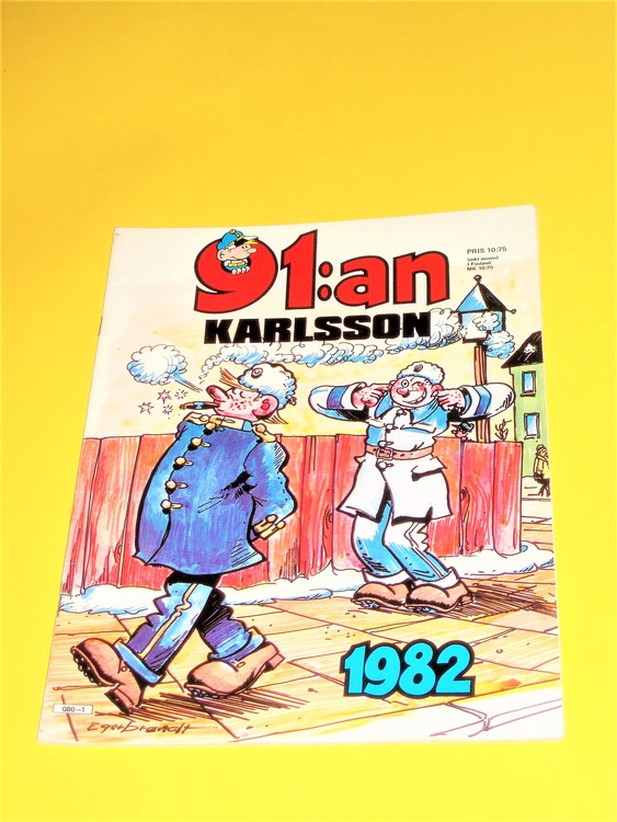 91:an Karlsson1982 VF, häftad,färg,mycket bra skick,Egerbrant,semic press
