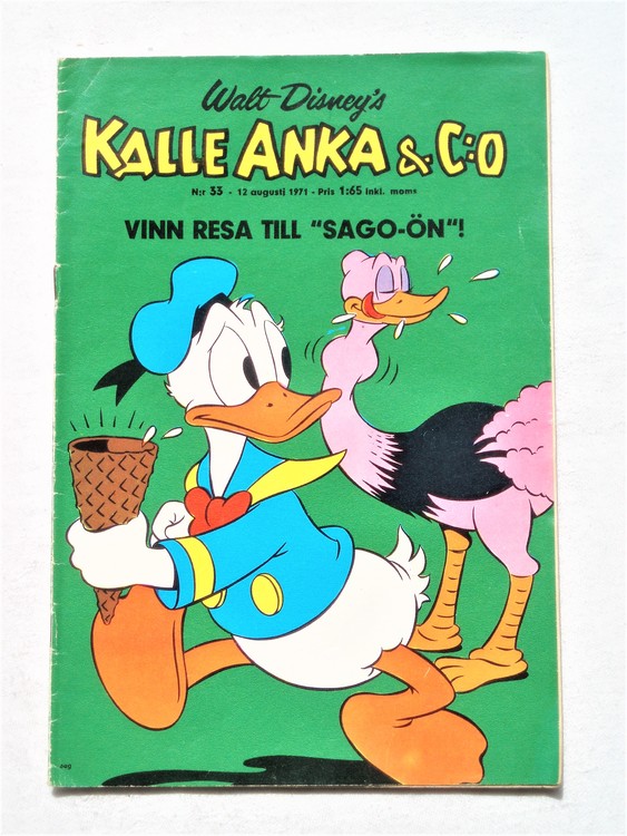 Kalle Anka & Co nr 33 1971 mer slitet än normalt,adressetikett