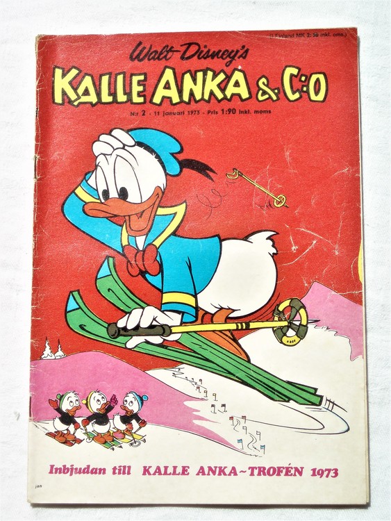 Kalle Anka&Co nr2 1973 bra skick,adressetikett baksida,rygg sliten.
