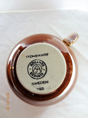 Old Höganäs Kaffekopp med Fat Glaserat Stengods Nr782 1956-67 (Stämpel).