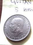 GUSTAV VI, 5-Krona 1972. Kung av Sverige från 1950-73.