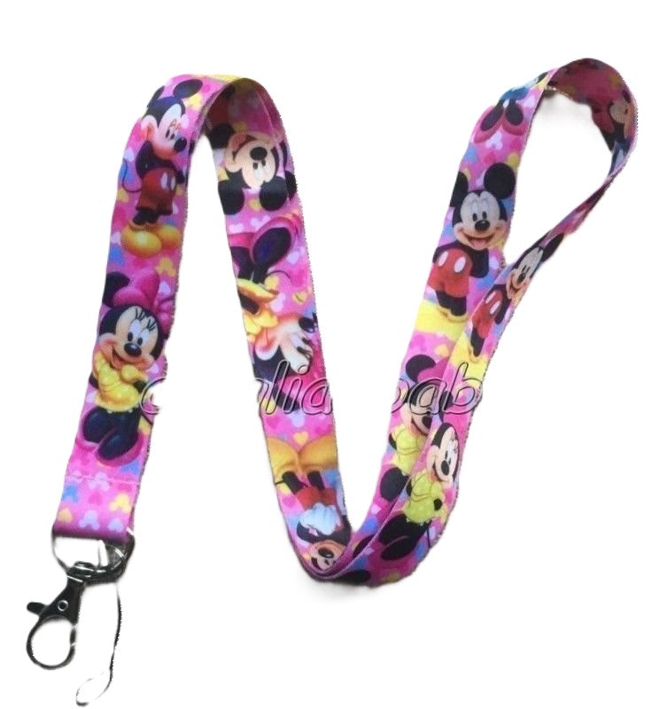 Minnie Mickey nyckelband med karbinhake - Metallfäste - Bredd ca 2.5 cm