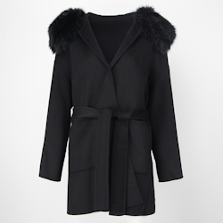 VALENTINA COAT BLACK FAKE FUR