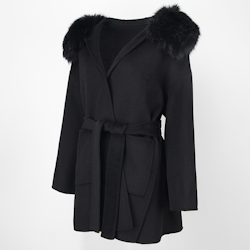 VALENTINA COAT BLACK FAKE FUR