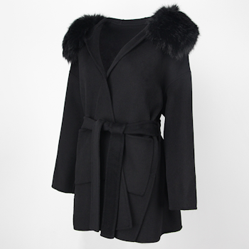 VALENTINA COAT BLACK FAKE FUR