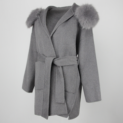 VALENTINA COAT GREY FAKE FUR