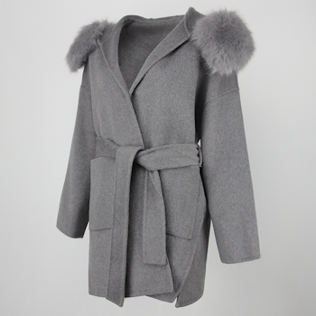 VALENTINA COAT GREY FAKE FUR