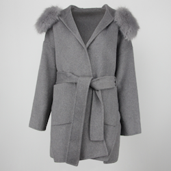 VALENTINA COAT GREY FAKE FUR