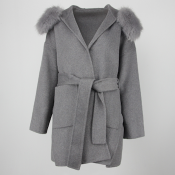 VALENTINA COAT GREY FAKE FUR