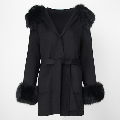 ANGELINA COAT BLACK FAKE FUR