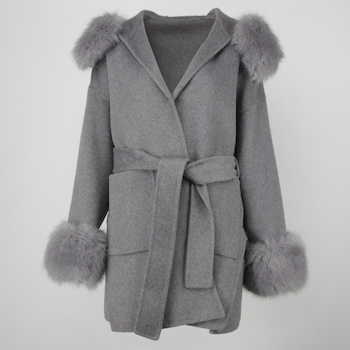 ANGELINA COAT GREY FAKE FUR