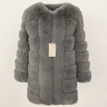 CANNES JACKET LONG FAKE FUR GREY