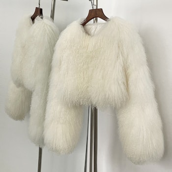 BECCA CROPPED SHEARLING JACKET WHITE