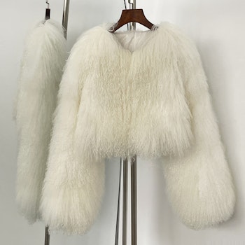 BECCA CROPPED SHEARLING JACKET WHITE