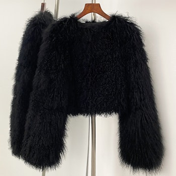 BECCA CROPPED SHEARLING JACKET BLACK