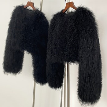 BECCA CROPPED SHEARLING JACKET BLACK