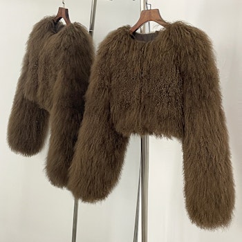 BECCA CROPPED SHEARLING JACKET KHAKI