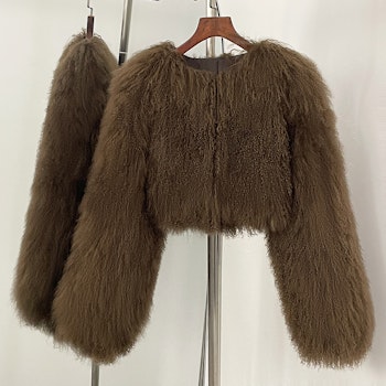 BECCA CROPPED SHEARLING JACKET KHAKI