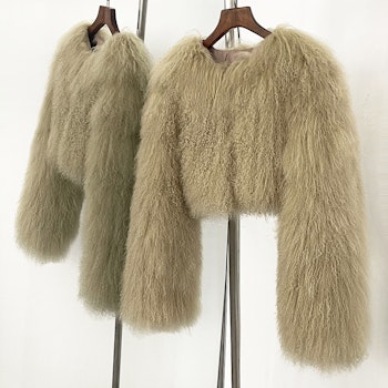 BECCA CROPPED SHEARLING JACKET BEIGE