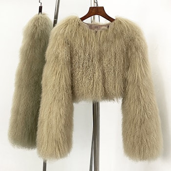 BECCA CROPPED SHEARLING JACKET BEIGE