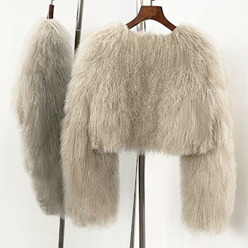 BECCA CROPPED SHEARLING JACKET SILVER