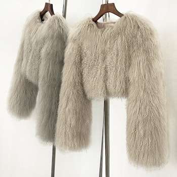 BECCA CROPPED SHEARLING JACKET SILVER