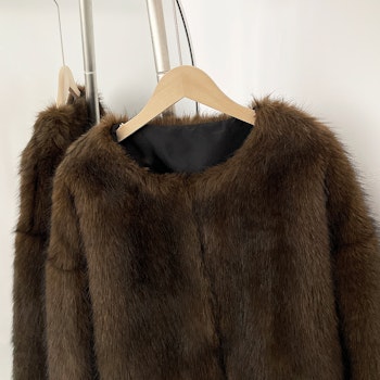 CARA FAKE FUR JACKET BROWN