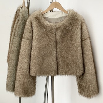 CARA FAKE FUR JACKET TAN