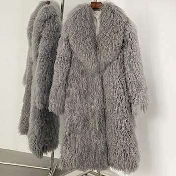 FAYE SHEARLING MAXI COAT GREY