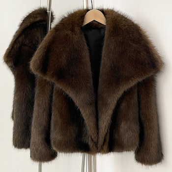 BROOKLYN FAKE FUR COAT COCOA