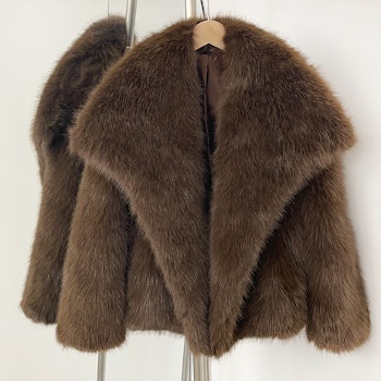 BROOKLYN FAKE FUR COAT BROWN