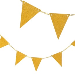 TRIANGLE FLAG BANNER GLITTER GOLD 3.6 M