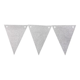 TRIANGLE FLAG BANNER GLITTER SILVER 3.6 M