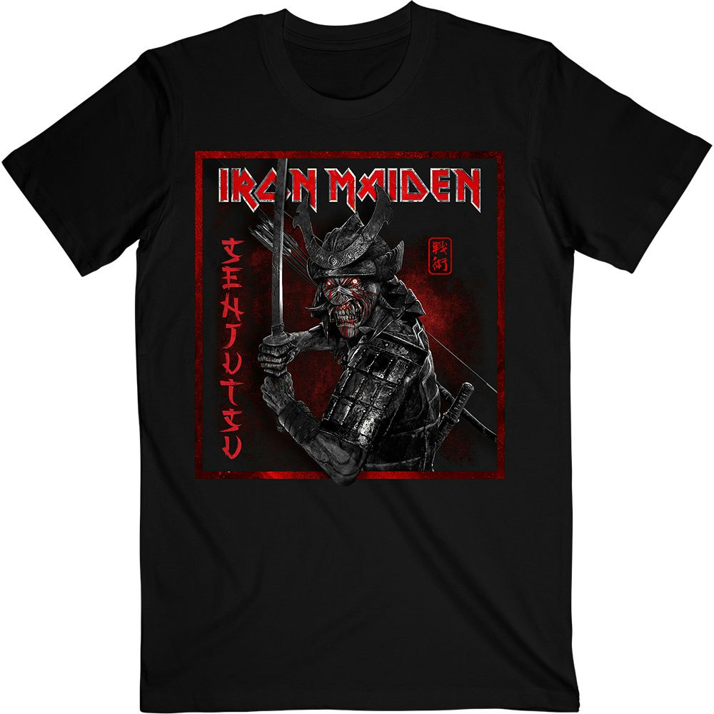 IRON MAIDEN: Senjutsu Cover Distressed Red T-shirt (black)