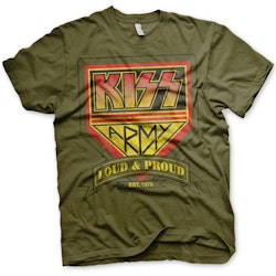 KISS ARMY: Loud & Proud Distressed Logo T-Shirt (olive)